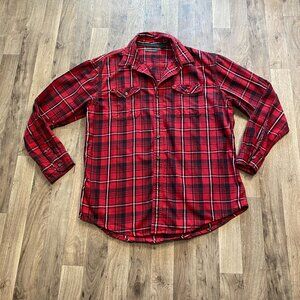 G.H. Bass & Co. Red Plaid Long Sleeve Button Down Flannel Shirt Men's Size XL